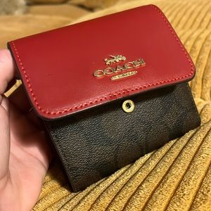 Signature red brown coach wallet
